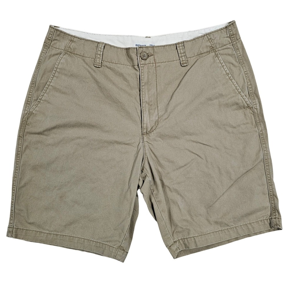 Old Navy Lived-In Straight Mens 36 Tan Khaki Chino Shorts Casual Cotton